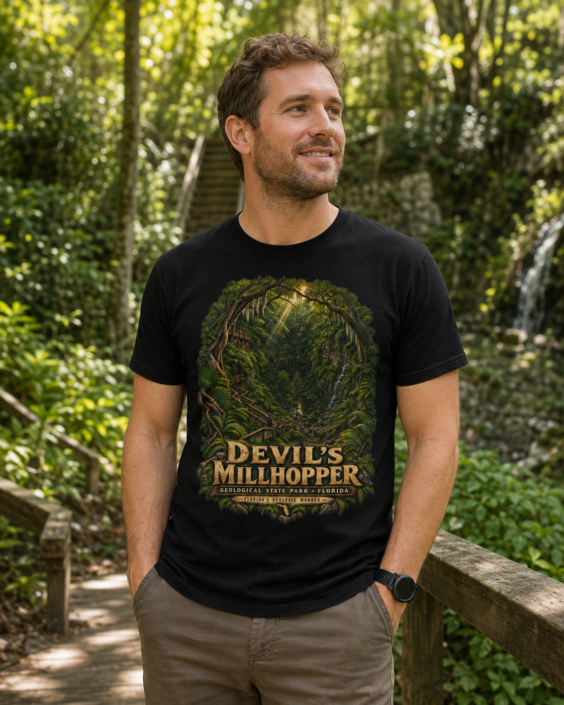 Devil's Millhopper Geological State Park Shirt, Gainesville Florida Sinkhole Vintage Graphic Tee.