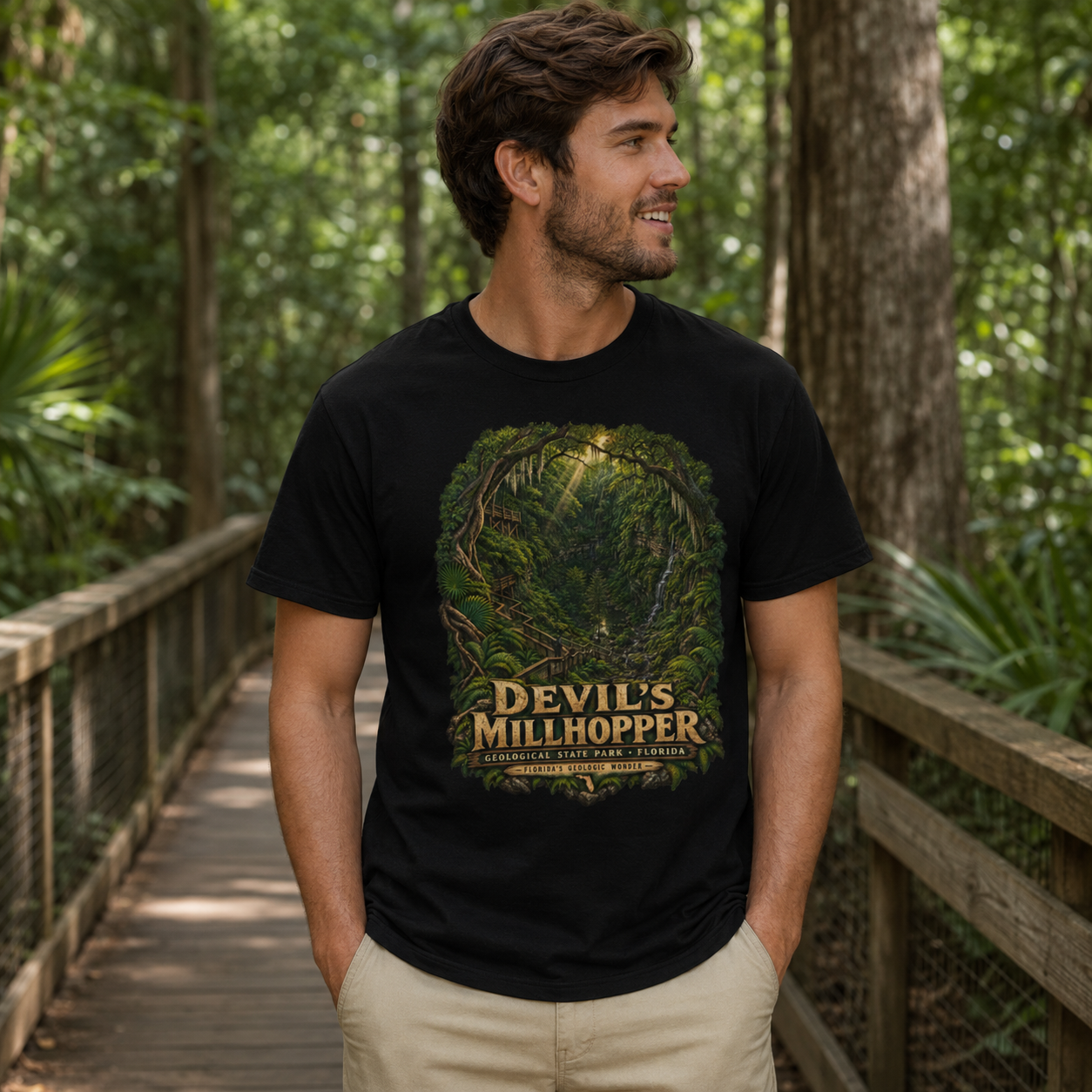 Devil's Millhopper Geological State Park Shirt, Gainesville Florida Sinkhole Vintage Graphic Tee.