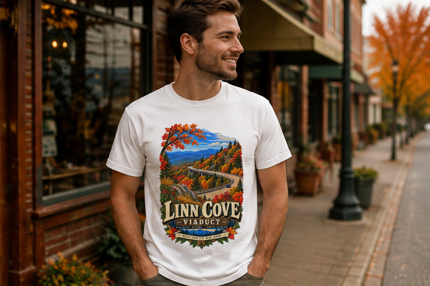 Linn Cove Viaduct T-Shirt, Blue Ridge Parkway North Carolina Mountain Graphic Tee.