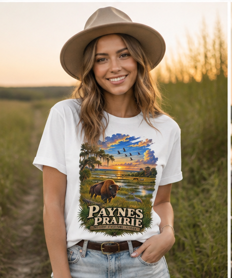 Paynes Prairie Shirt, Florida Bison Wildlife Tee, Gainesville Florida State Park Gift.