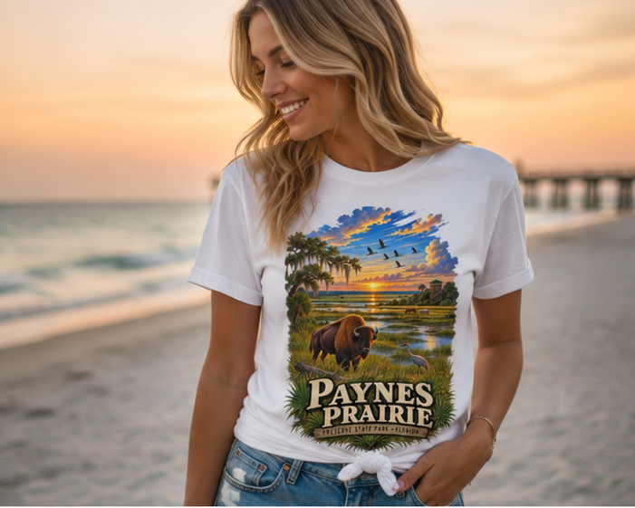 Paynes Prairie Shirt, Florida Bison Wildlife Tee, Gainesville Florida State Park Gift.