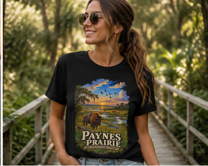 Paynes Prairie Shirt, Florida Bison Wildlife Tee, Gainesville Florida State Park Gift.