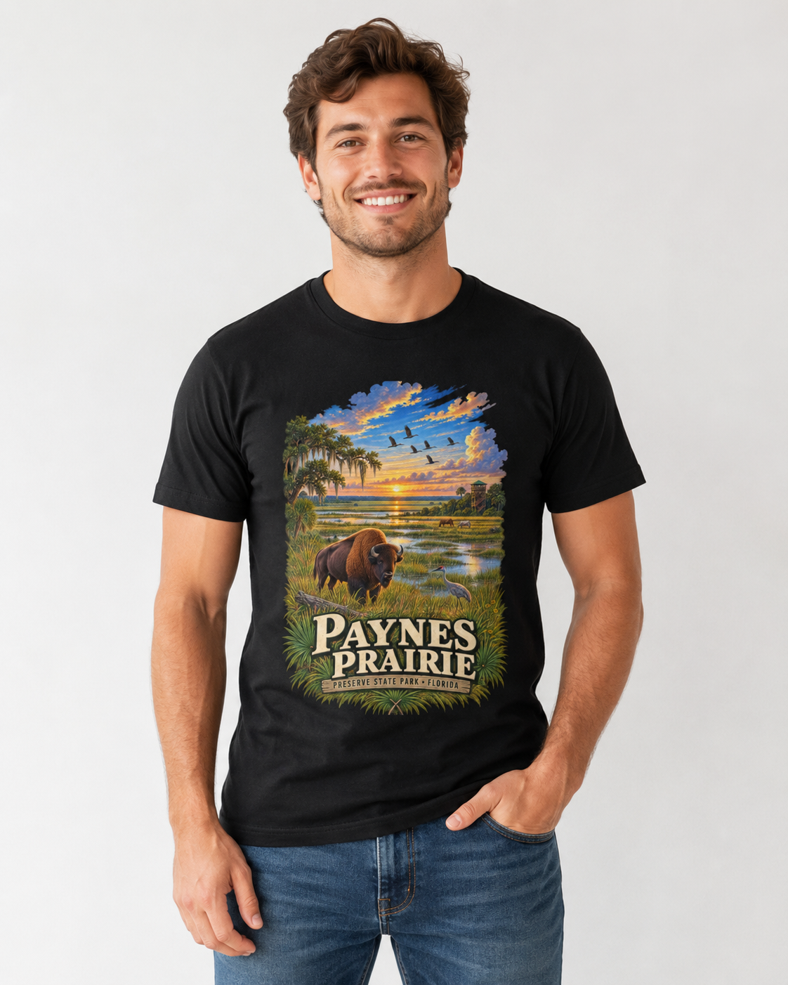 Paynes Prairie Shirt, Florida Bison Wildlife Tee, Gainesville Florida State Park Gift.