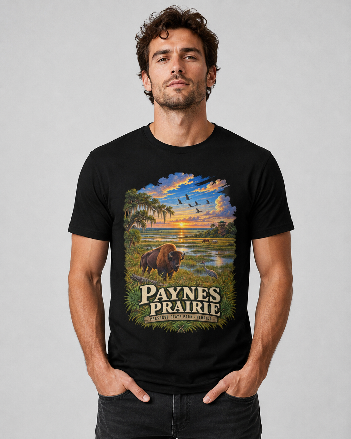 Paynes Prairie Shirt, Florida Bison Wildlife Tee, Gainesville Florida State Park Gift.