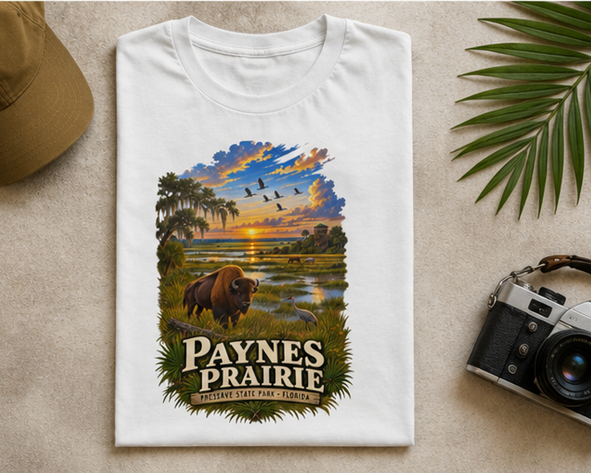 Paynes Prairie Shirt, Florida Bison Wildlife Tee, Gainesville Florida State Park Gift.