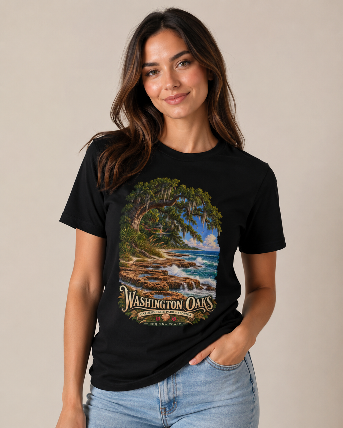 Washington Oaks Gardens State Park T Shirt, Palm Coast Florida Coquina Coast Tee.