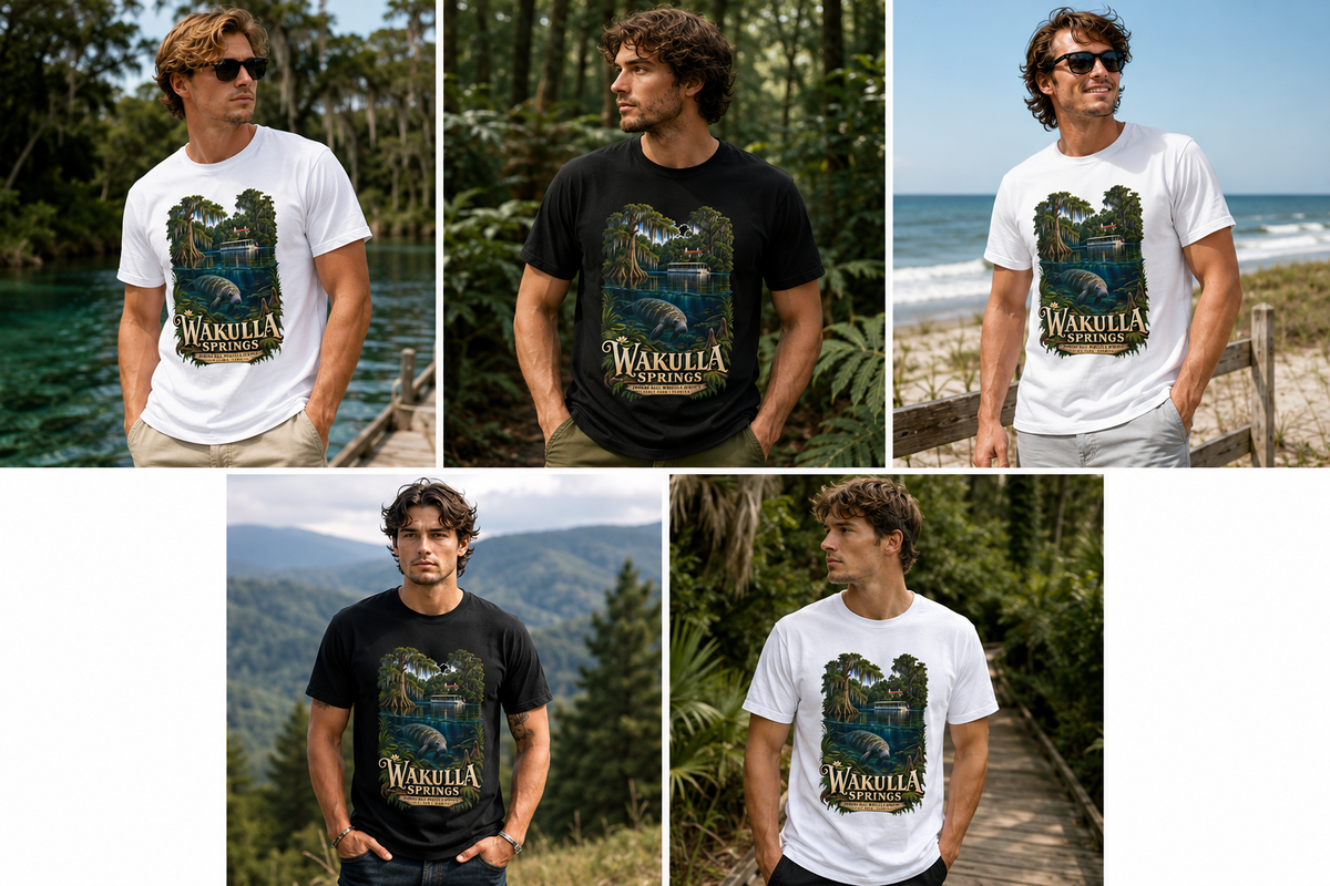 Wakulla Springs Shirt, Florida Manatee Graphic Tee, Edward Ball State Park Travel Souvenir.