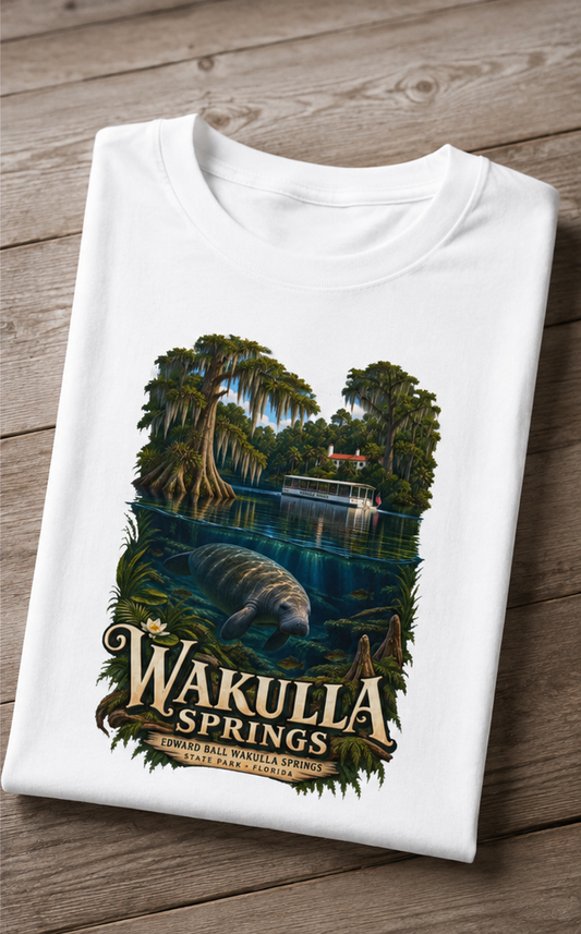 Wakulla Springs Shirt, Florida Manatee Graphic Tee, Edward Ball State Park Travel Souvenir.
