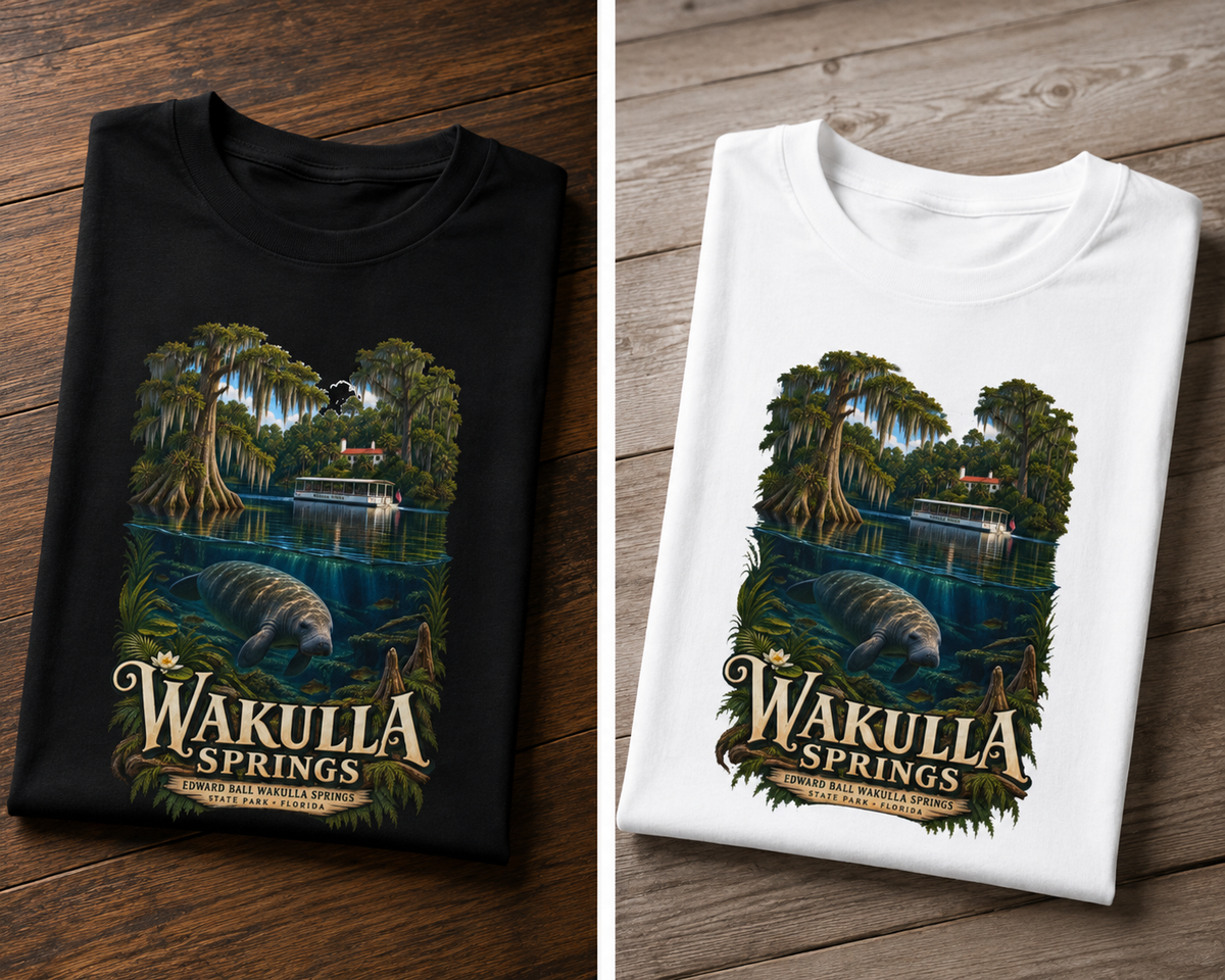 Wakulla Springs Shirt, Florida Manatee Graphic Tee, Edward Ball State Park Travel Souvenir.