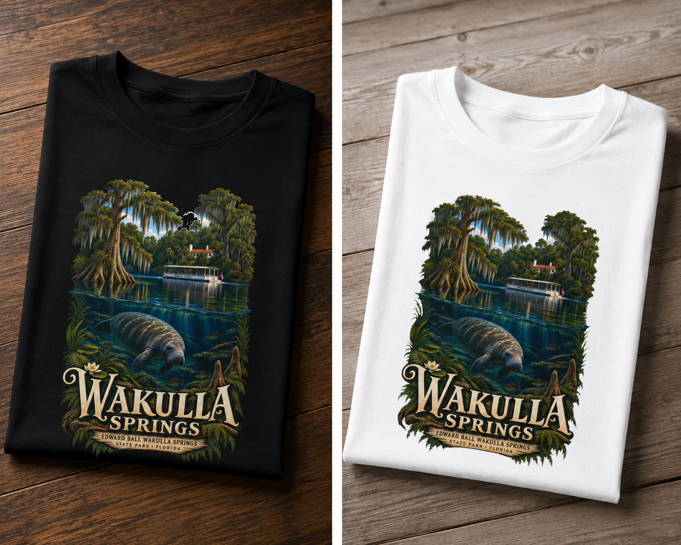 Wakulla Springs Shirt, Florida Manatee Graphic Tee, Edward Ball State Park Travel Souvenir.