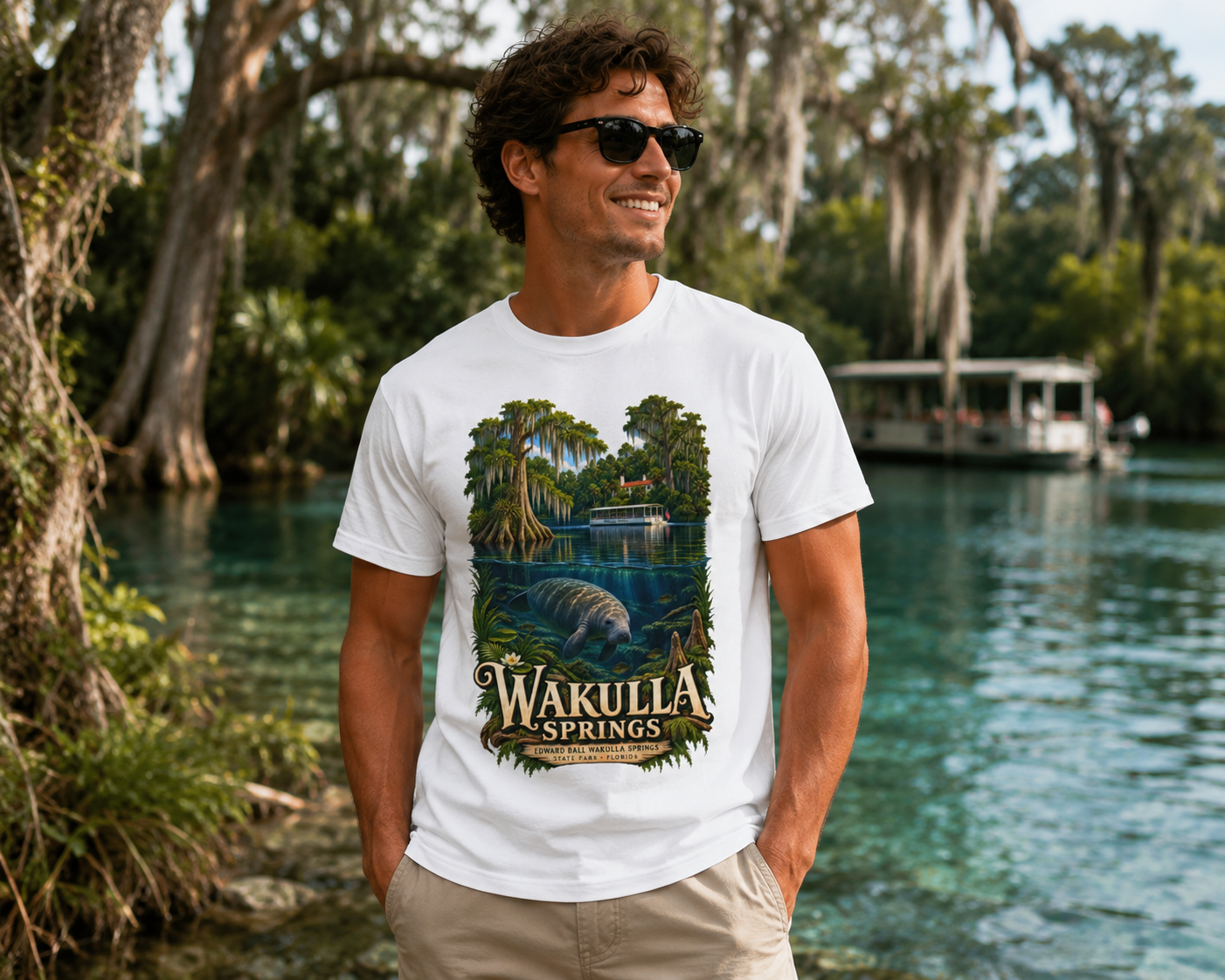 Wakulla Springs Shirt, Florida Manatee Graphic Tee, Edward Ball State Park Travel Souvenir.