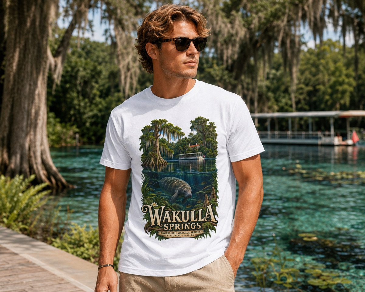 Wakulla Springs Shirt, Florida Manatee Graphic Tee, Edward Ball State Park Travel Souvenir.