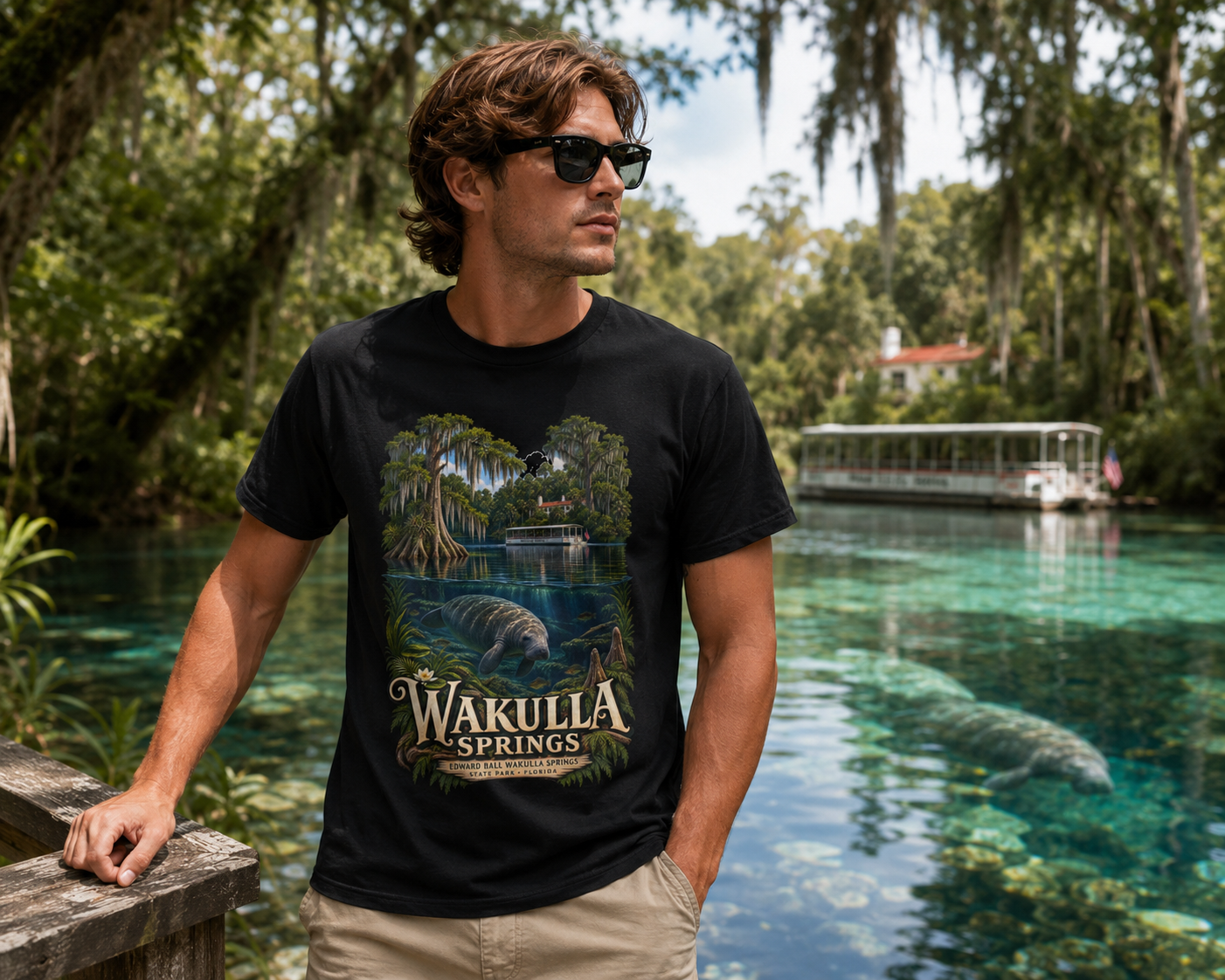 Wakulla Springs Shirt, Florida Manatee Graphic Tee, Edward Ball State Park Travel Souvenir.