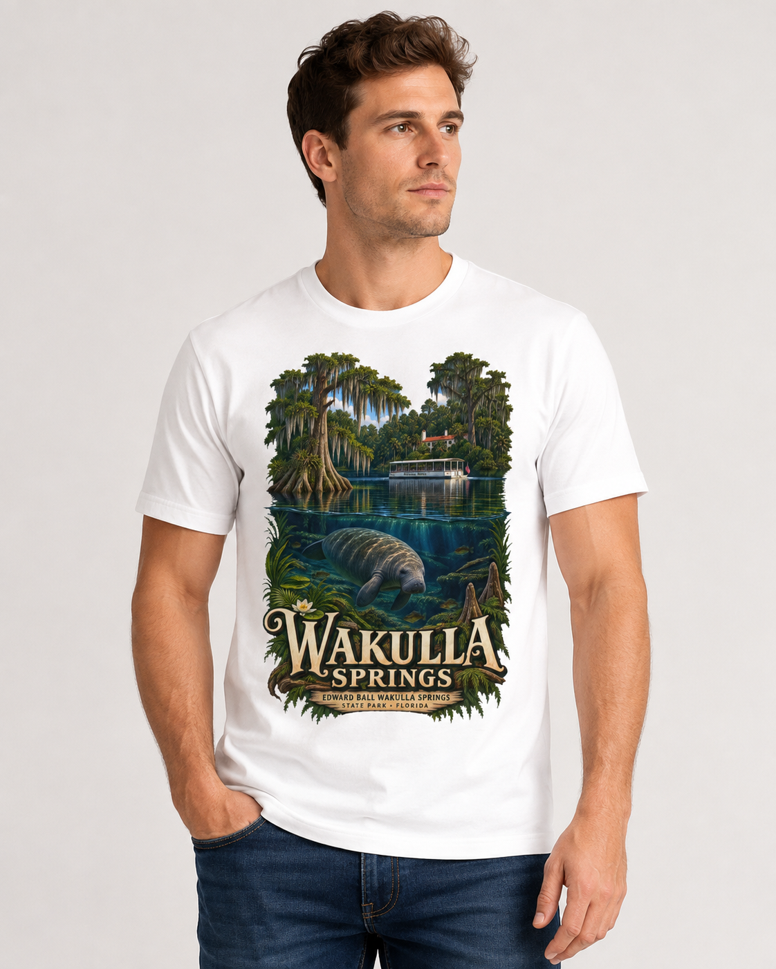 Wakulla Springs Shirt, Florida Manatee Graphic Tee, Edward Ball State Park Travel Souvenir.