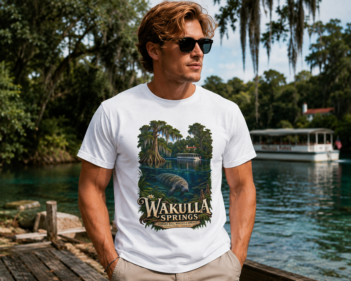 Wakulla Springs Shirt, Florida Manatee Graphic Tee, Edward Ball State Park Travel Souvenir.