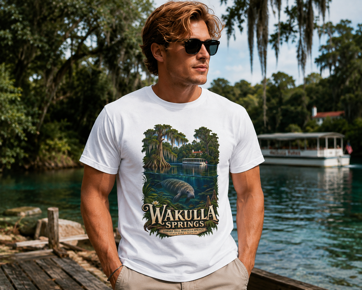Wakulla Springs Shirt, Florida Manatee Graphic Tee, Edward Ball State Park Travel Souvenir.