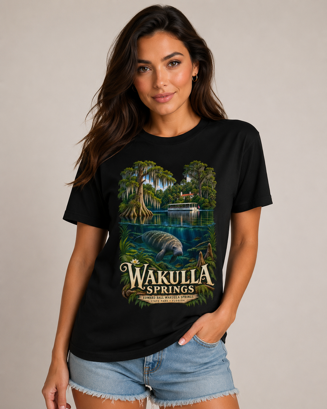 Wakulla Springs Shirt, Florida Manatee Graphic Tee, Edward Ball State Park Travel Souvenir.