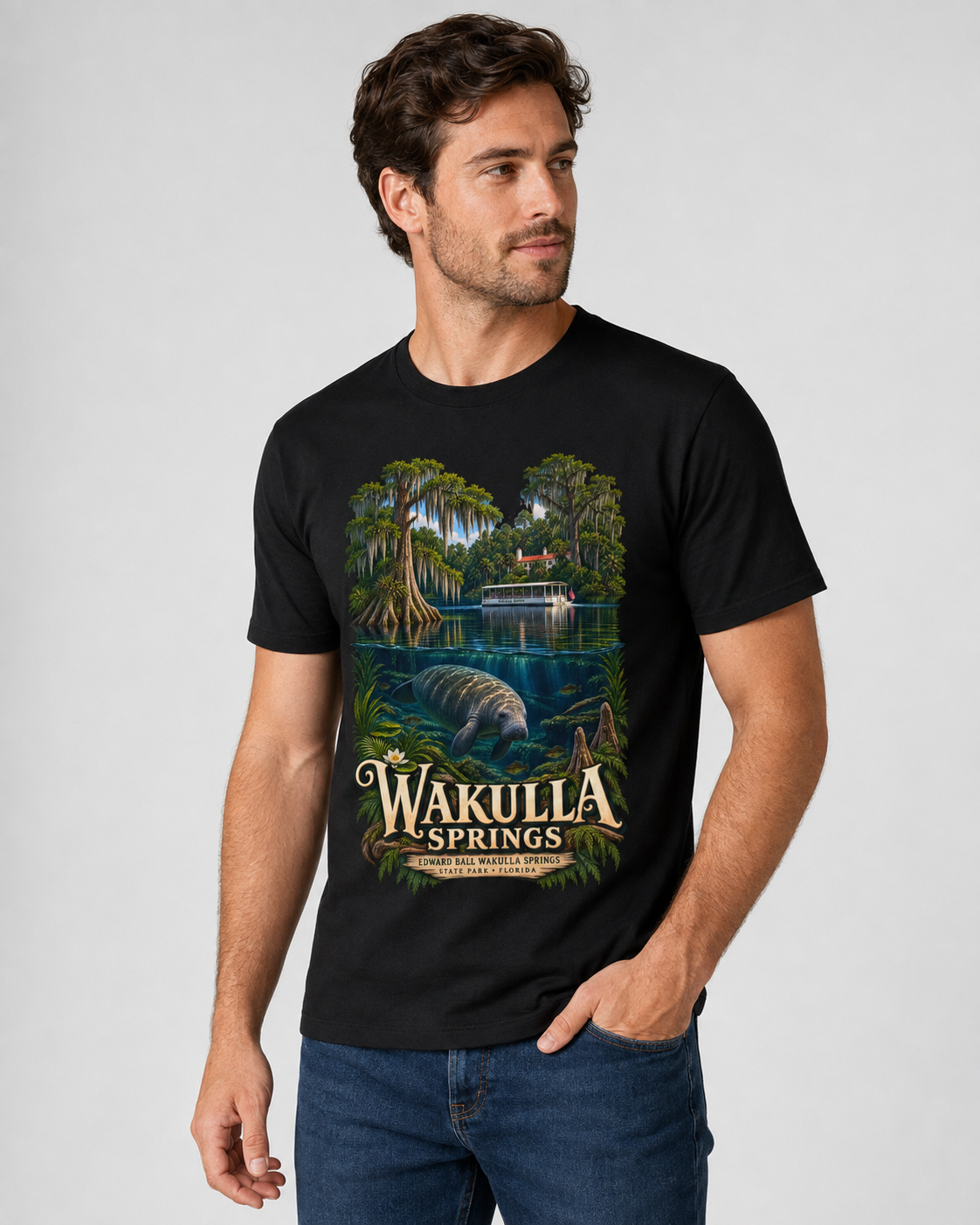 Wakulla Springs Shirt, Florida Manatee Graphic Tee, Edward Ball State Park Travel Souvenir.