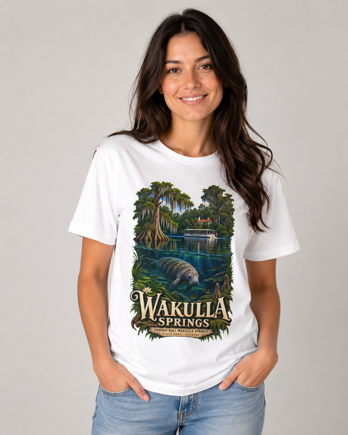 Wakulla Springs Shirt, Florida Manatee Graphic Tee, Edward Ball State Park Travel Souvenir.