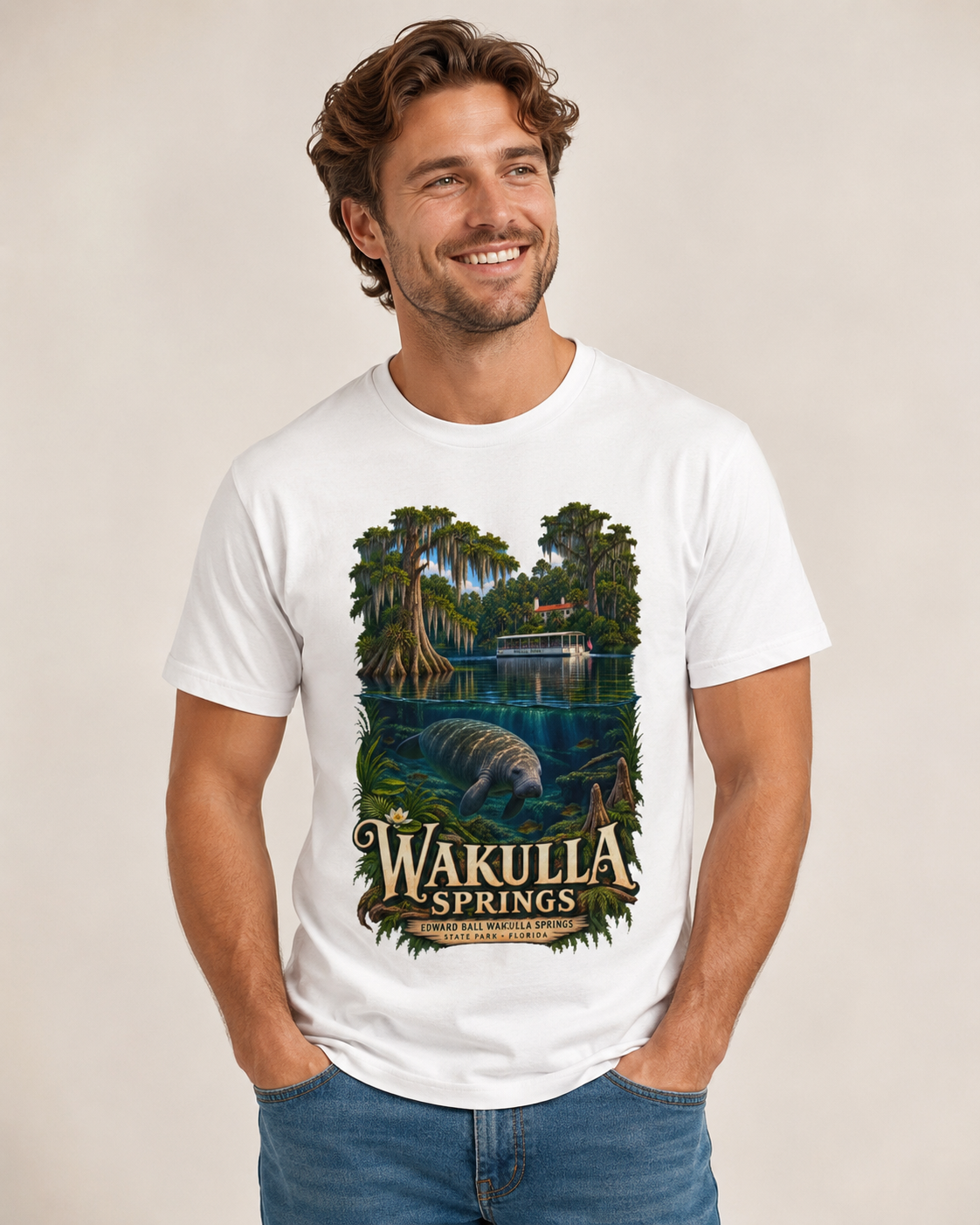 Wakulla Springs Shirt, Florida Manatee Graphic Tee, Edward Ball State Park Travel Souvenir.