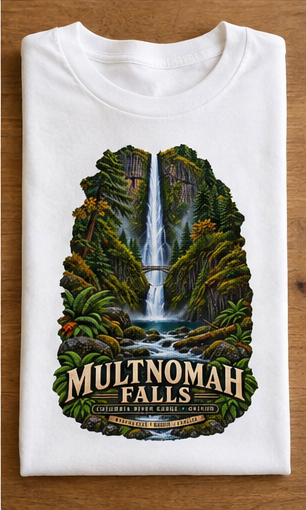 Multnomah Falls Shirt, Columbia River Gorge Oregon Tee, Benson Bridge Waterfall Shirt, Pacific Northwest Hiking Gift.
