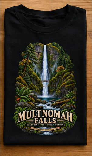 Multnomah Falls Shirt, Columbia River Gorge Oregon Tee, Benson Bridge Waterfall Shirt, Pacific Northwest Hiking Gift.