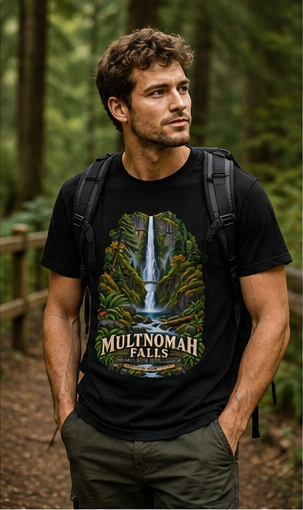 Multnomah Falls Shirt, Columbia River Gorge Oregon Tee, Benson Bridge Waterfall Shirt, Pacific Northwest Hiking Gift.