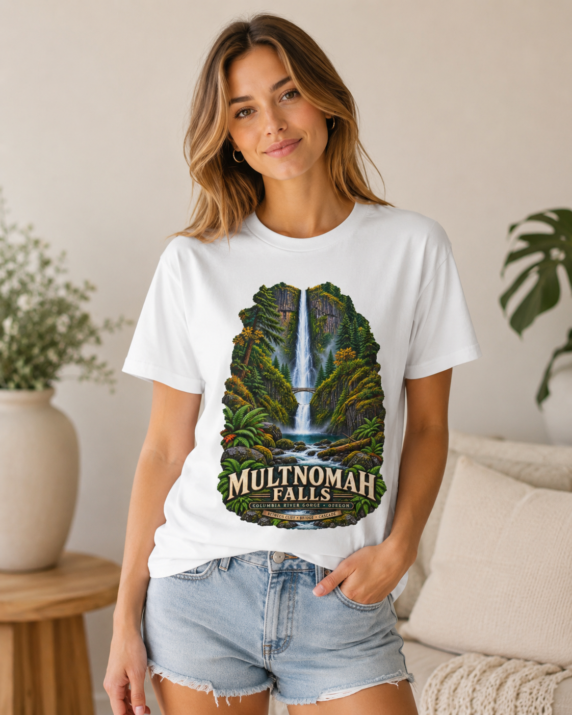 Multnomah Falls Shirt, Columbia River Gorge Oregon Tee, Benson Bridge Waterfall Shirt, Pacific Northwest Hiking Gift.
