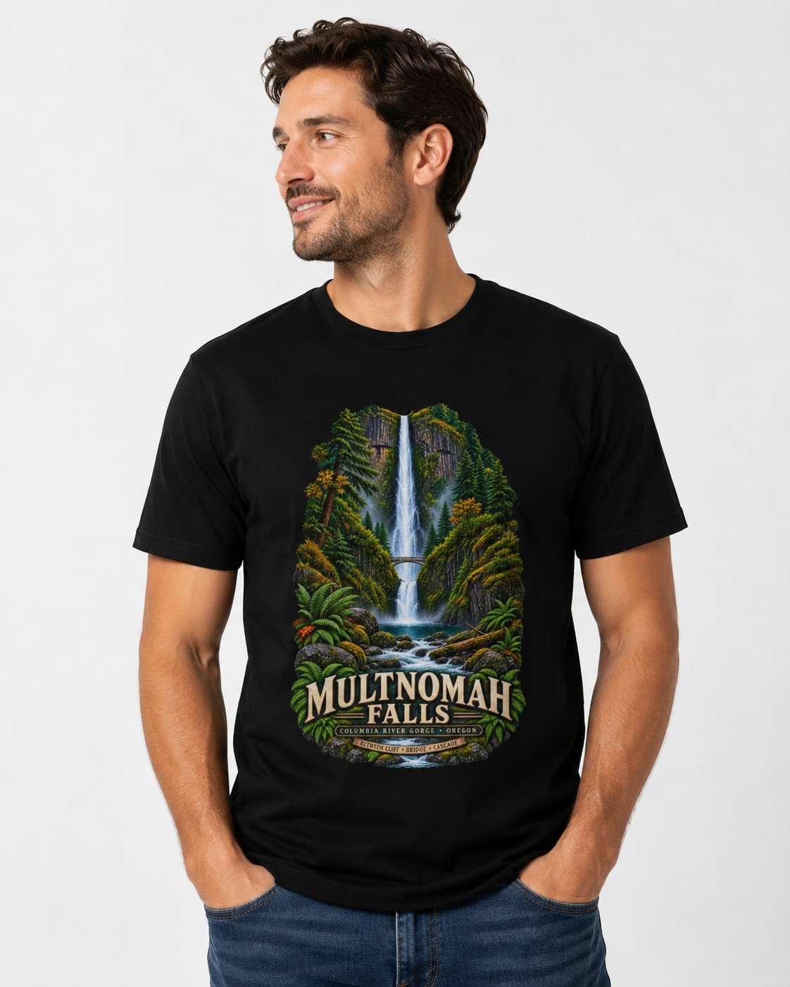 Multnomah Falls Shirt, Columbia River Gorge Oregon Tee, Benson Bridge Waterfall Shirt, Pacific Northwest Hiking Gift.