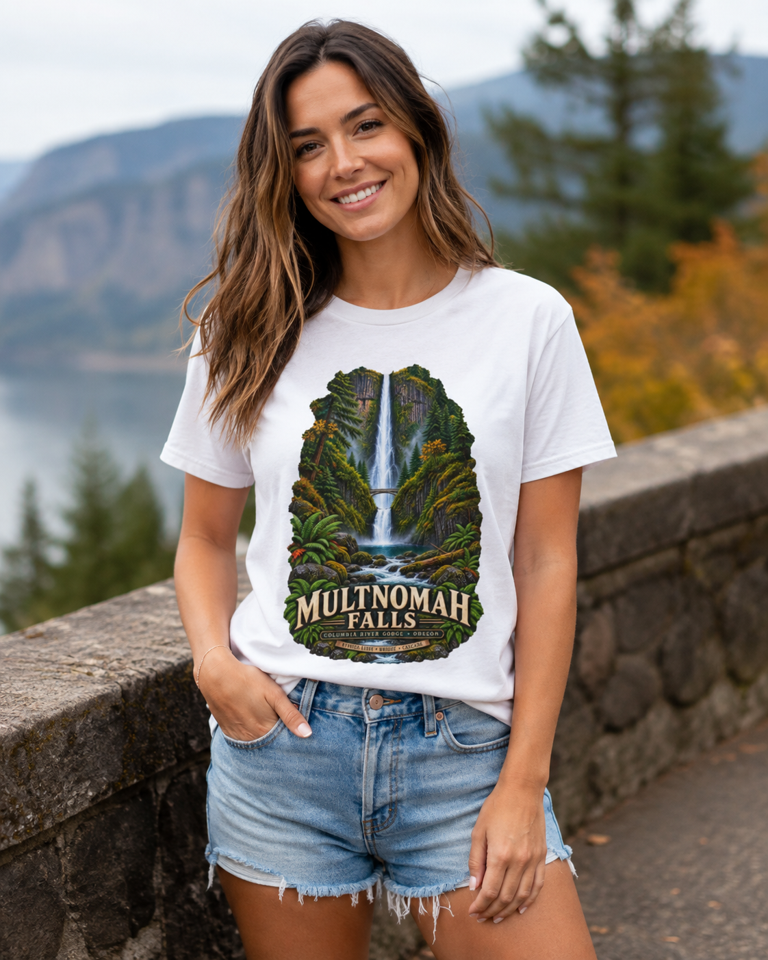 Multnomah Falls Shirt, Columbia River Gorge Oregon Tee, Benson Bridge Waterfall Shirt, Pacific Northwest Hiking Gift