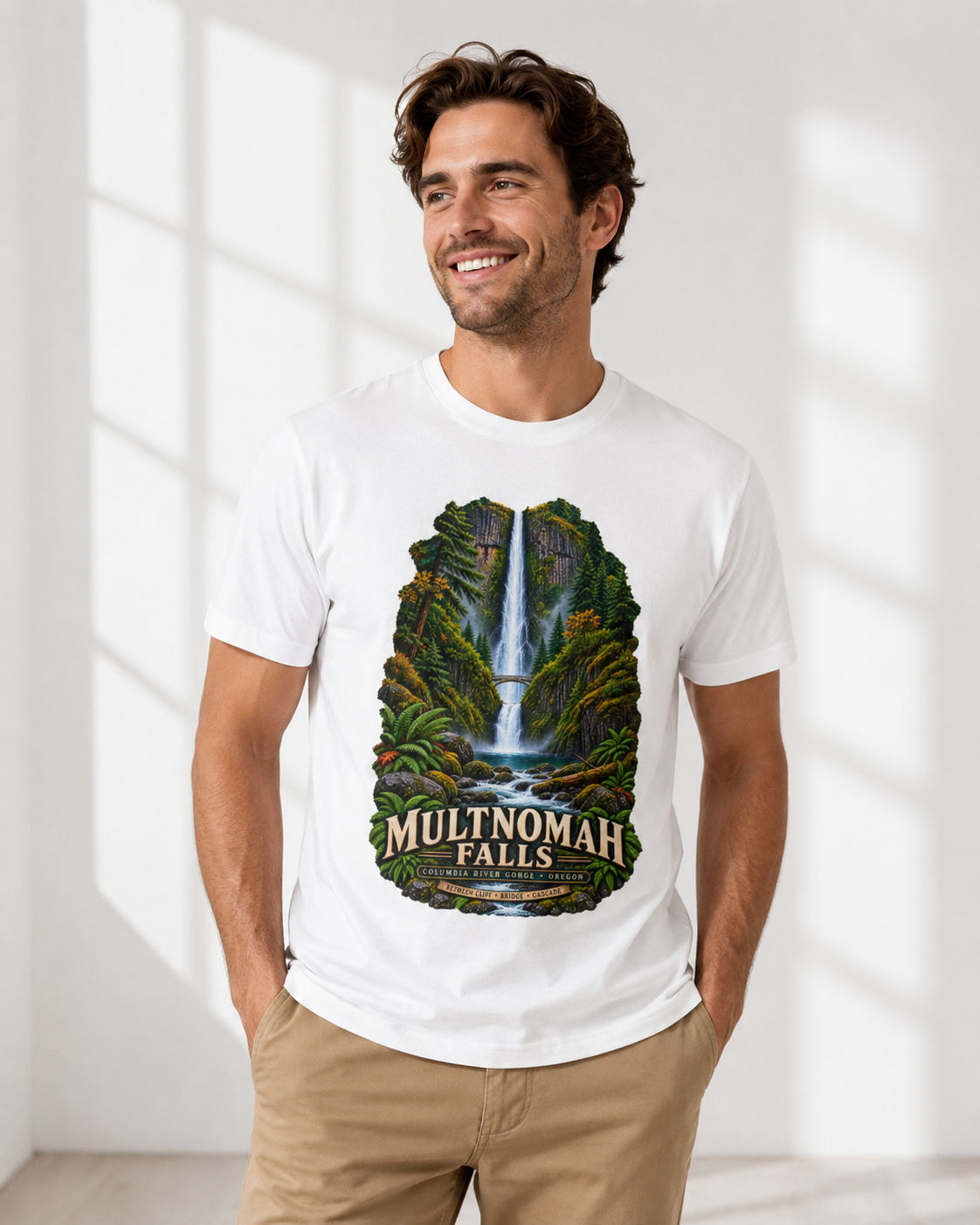 Multnomah Falls Shirt, Columbia River Gorge Oregon Tee, Benson Bridge Waterfall Shirt, Pacific Northwest Hiking Gift.
