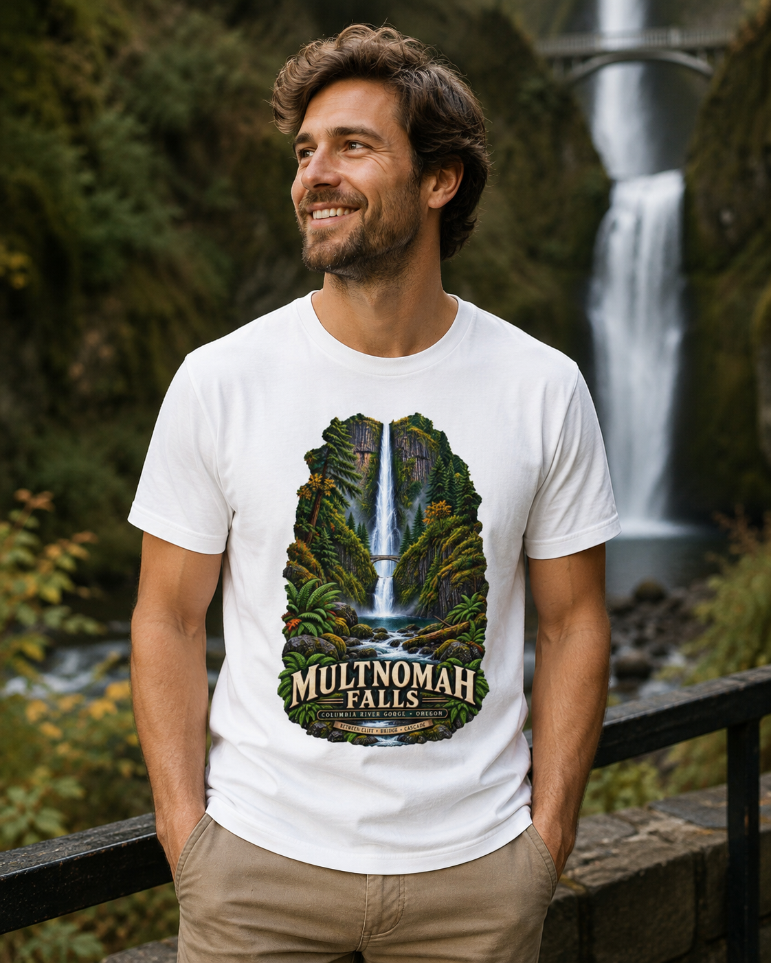 Multnomah Falls Shirt, Columbia River Gorge Oregon Tee, Benson Bridge Waterfall Shirt, Pacific Northwest Hiking Gift