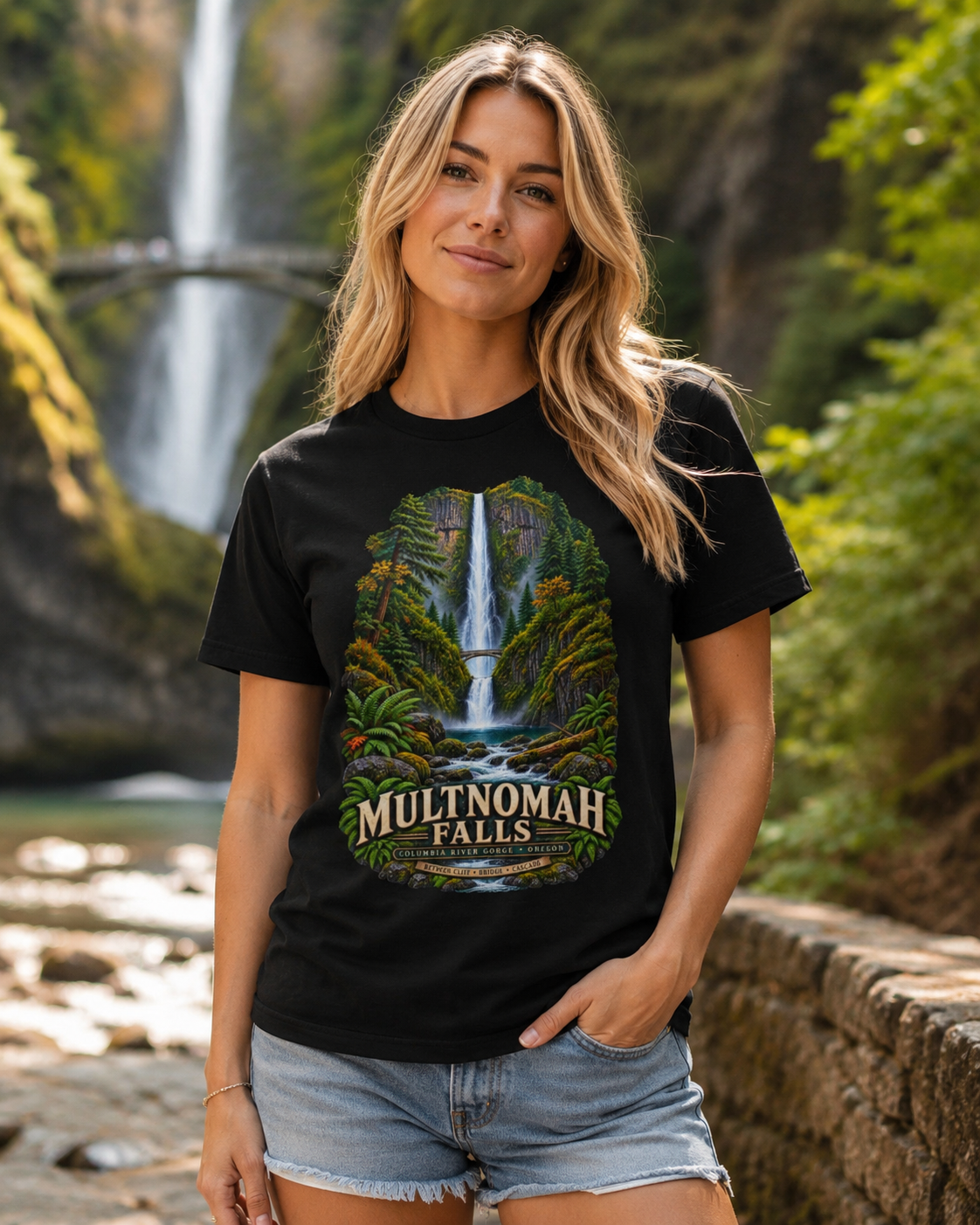 Multnomah Falls Shirt, Columbia River Gorge Oregon Tee, Benson Bridge Waterfall Shirt, Pacific Northwest Hiking Gift.