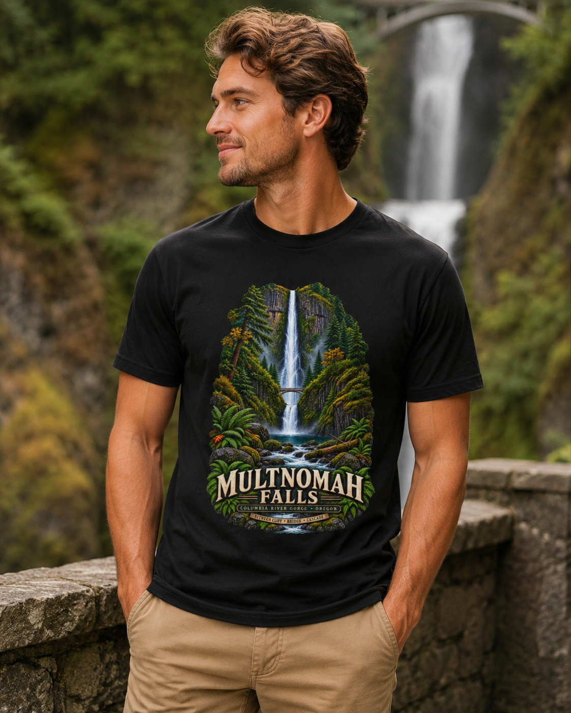 Multnomah Falls Shirt, Columbia River Gorge Oregon Tee, Benson Bridge Waterfall Shirt, Pacific Northwest Hiking Gift.