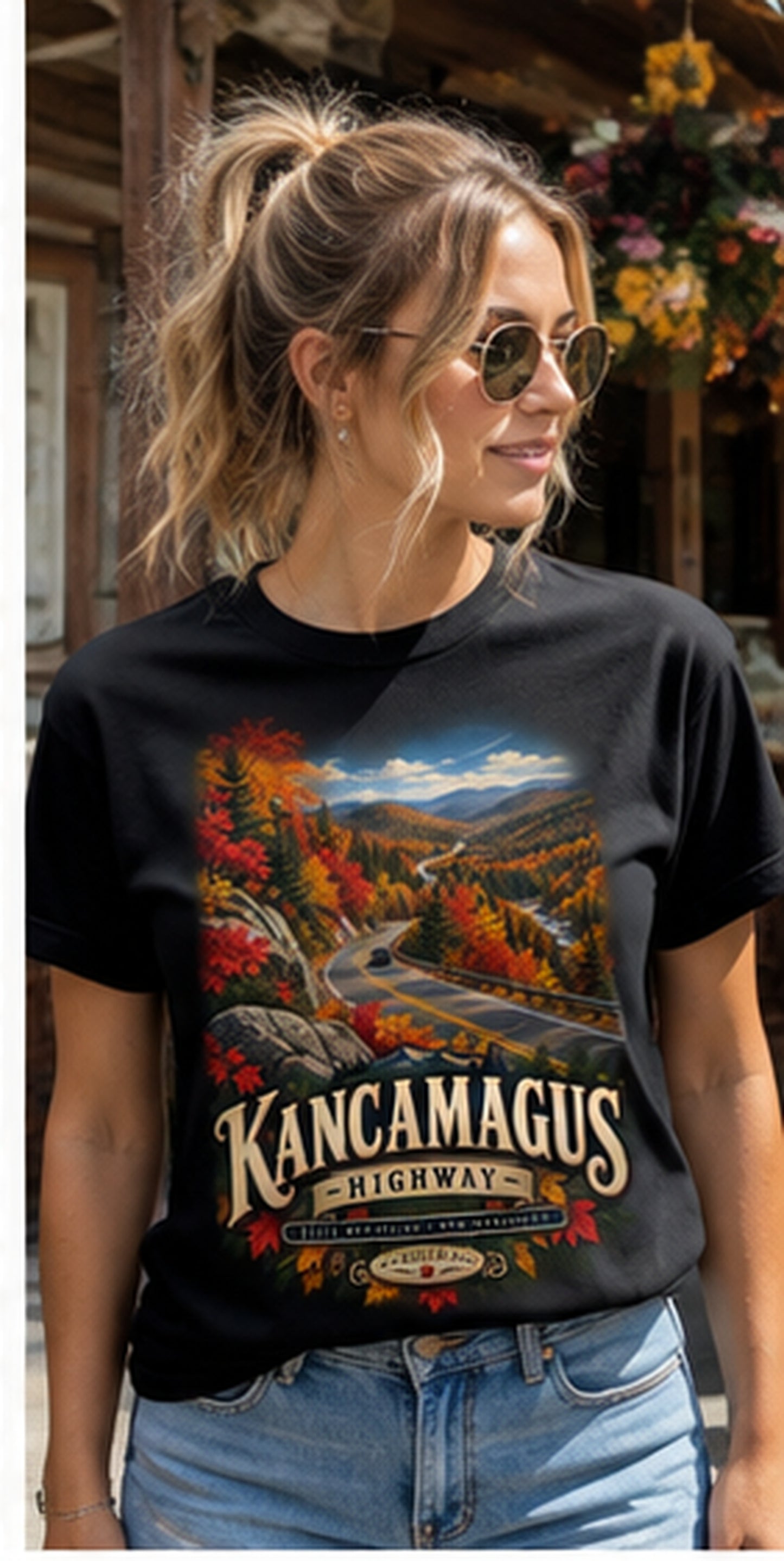 Kancamagus Highway Autumn Landscape T-Shirt | White Tee.