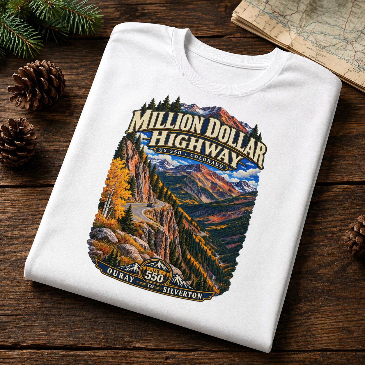 Million Dollar Highway Shirt, US 550 Colorado T Shirt, Ouray Silverton Scenic Byway Tee, San Juan Mountains Road Trip Gift.