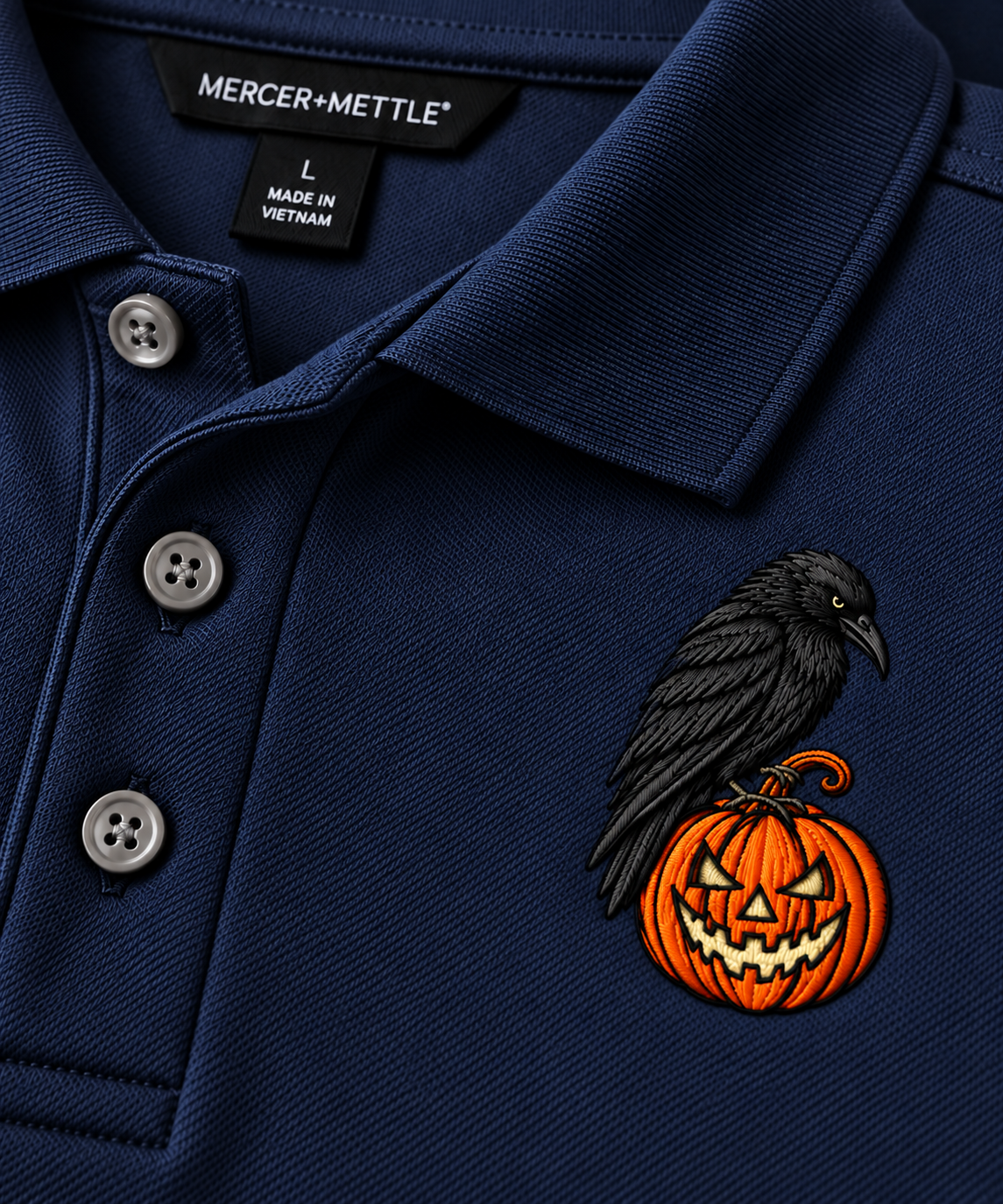 Raven Pumpkin Embroidered Shirt, Jack O Lantern Halloween Tee, Gothic Bird Lover Gift.