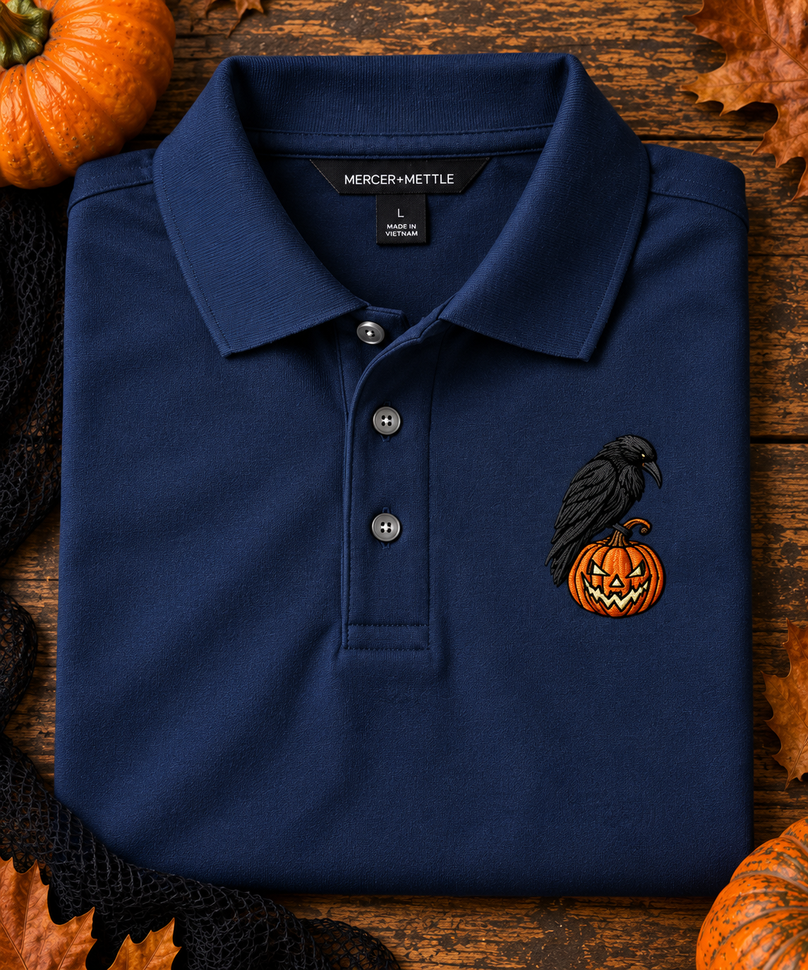 Raven Pumpkin Embroidered Shirt, Jack O Lantern Halloween Tee, Gothic Bird Lover Gift.