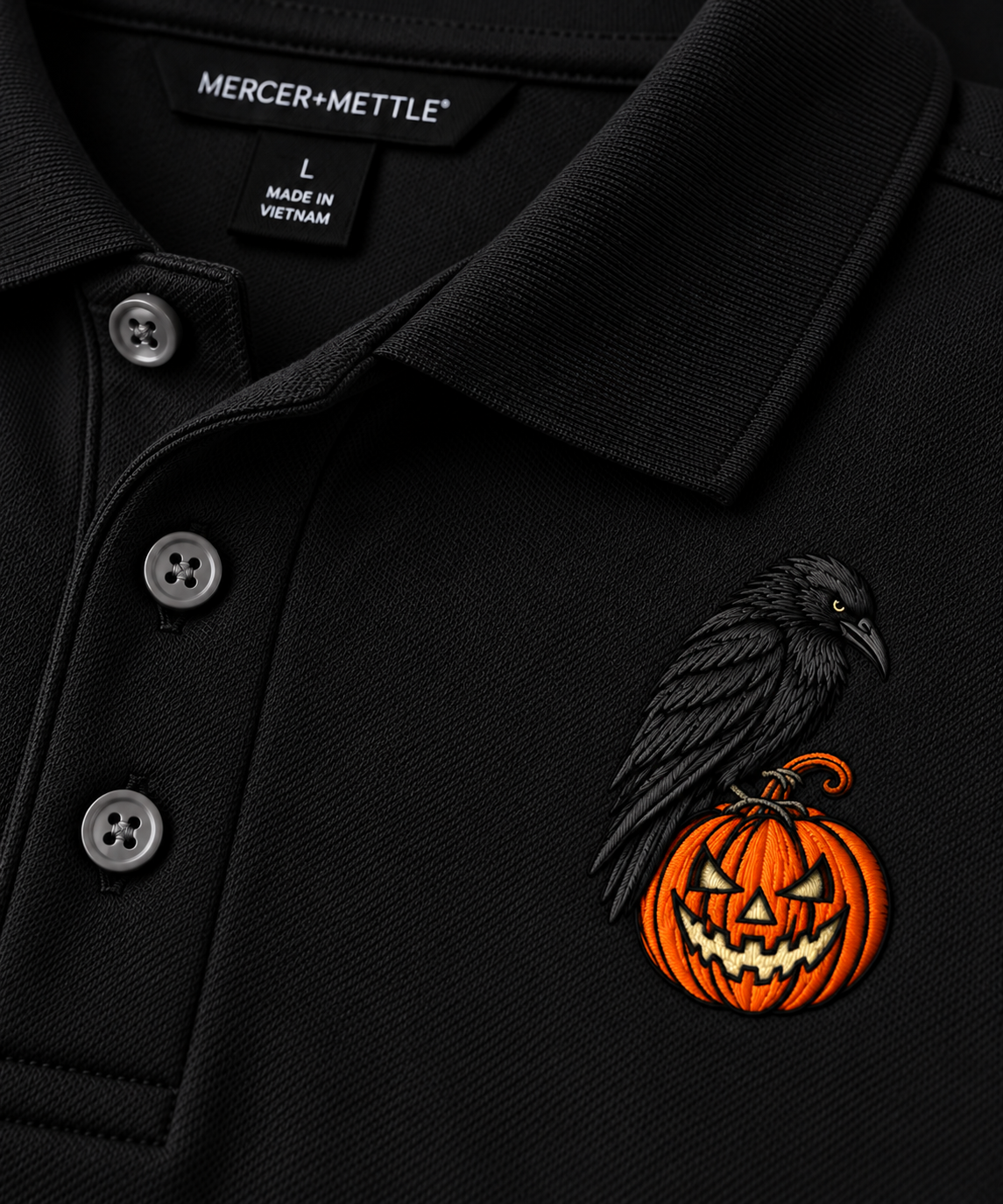 Raven Pumpkin Embroidered Shirt, Jack O Lantern Halloween Tee, Gothic Bird Lover Gift.