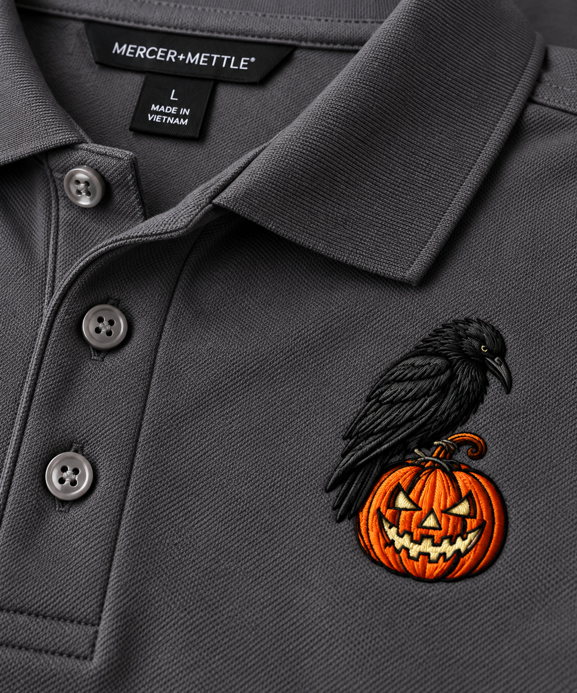 Raven Pumpkin Embroidered Shirt, Jack O Lantern Halloween Tee, Gothic Bird Lover Gift.