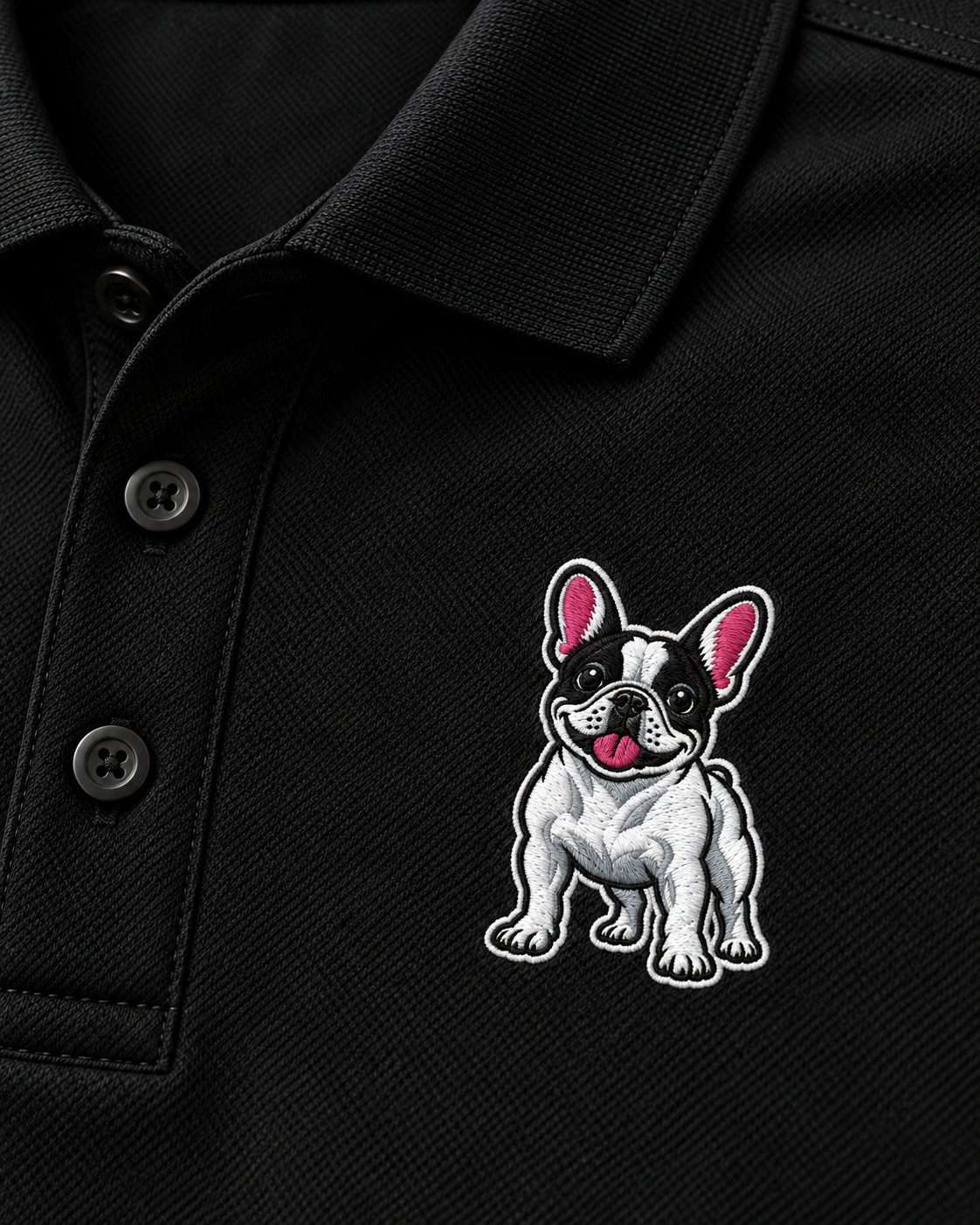 French Bulldog Embroidered Polo Shirt.