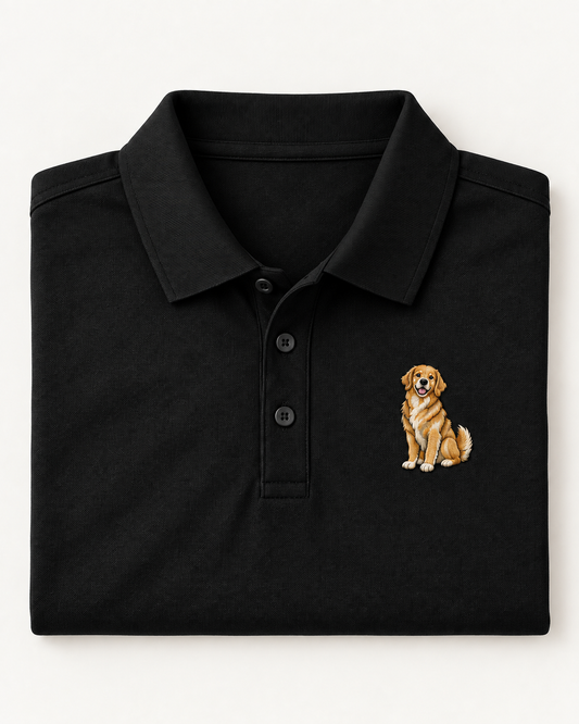 Golden Retriever Embroidered Polo Shirt.