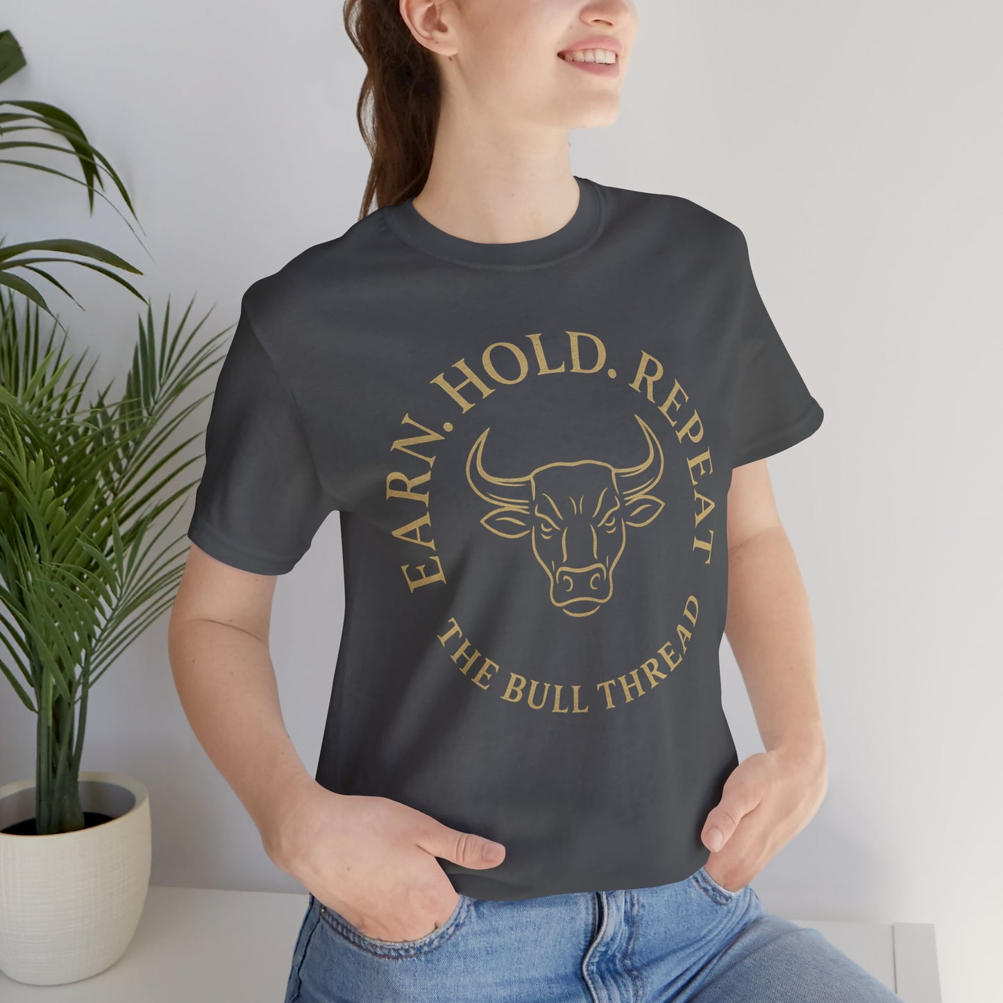 Premium Crypto Investor Tee - Earn Hold Repeat Emblem by TheBullThread