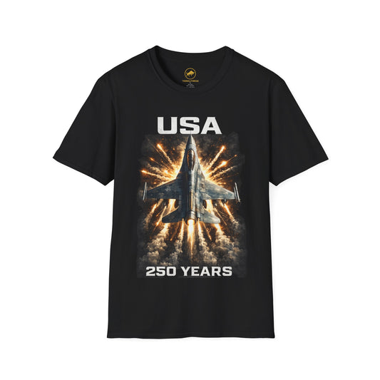 USA 250 Years Fighter Jet Shirt, Patriotic American Air Show Tee, F16 Military Graphic T Shirt, USA Aviation Shirt, Mens Patriotic Tee.
