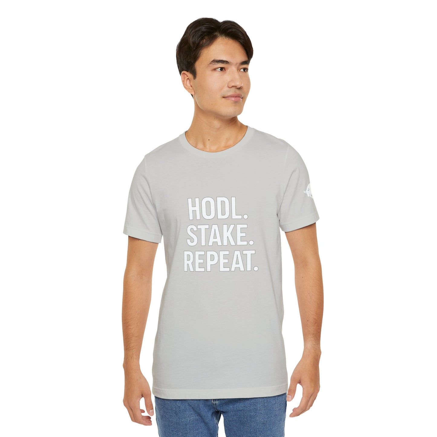 Premium Crypto Tee – HODL Stake Repeat Minimalist Streetwear by TheBullThread