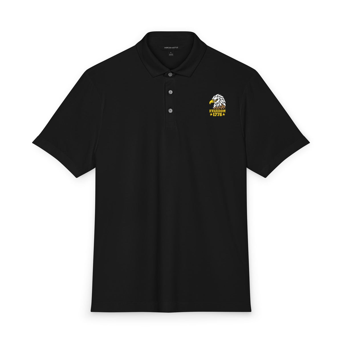 Copy of Freedom Eagle 1776 Embroidered Polo Shirt | USA Patriotic Performance Polo | Premium Mercer+Mettle Golf Polo Embroidery - Black Polo.