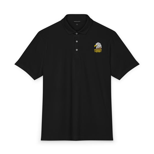 Copy of Freedom Eagle 1776 Embroidered Polo Shirt | USA Patriotic Performance Polo | Premium Mercer+Mettle Golf Polo Embroidery - Black Polo.