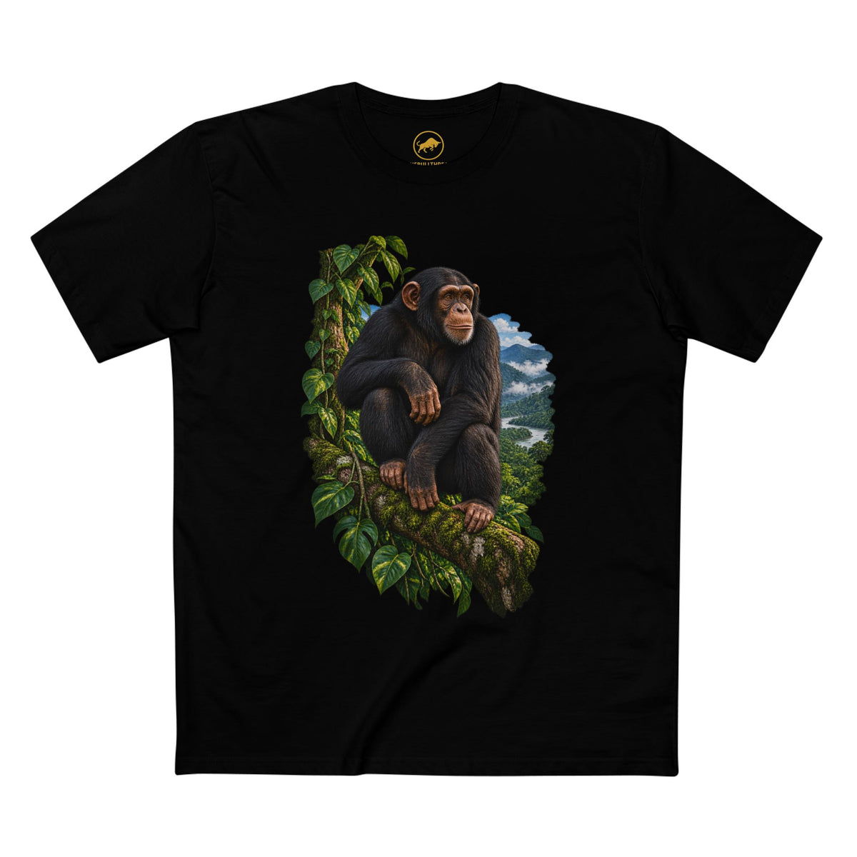 Chimpanzee Rainforest Shirt - Realistic Chimp Wildlife Graphic Tee, Primate Lover Gift, Jungle Nature Animal T-Shirt.