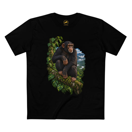 Chimpanzee Rainforest Shirt - Realistic Chimp Wildlife Graphic Tee, Primate Lover Gift, Jungle Nature Animal T-Shirt.