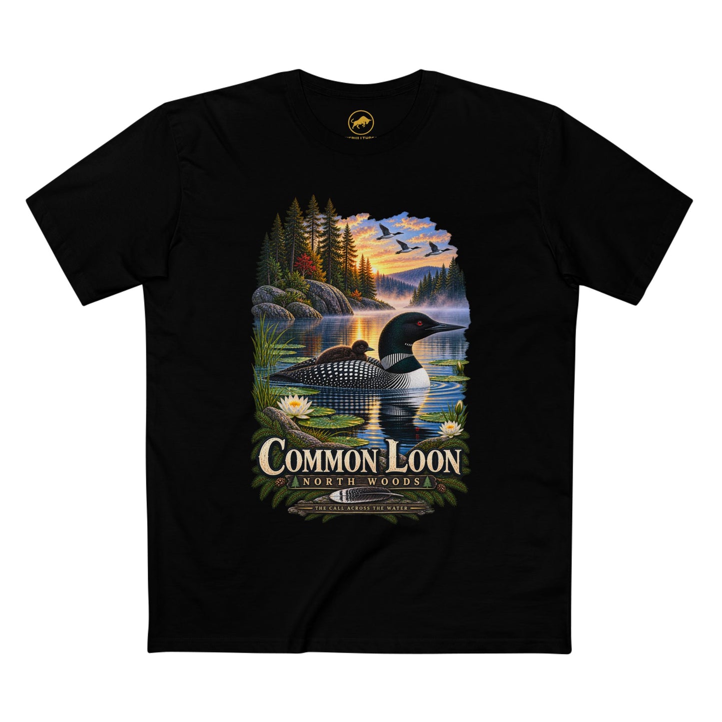 Common Loon Shirt, North Woods Lake Life Tee, Vintage Birding Wildlife Graphic.